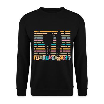 Führungskraft Pferd Reiterin - Unisex Pullover - Schwarz - Vorne - Alina (178cm) & Michal (187cm)