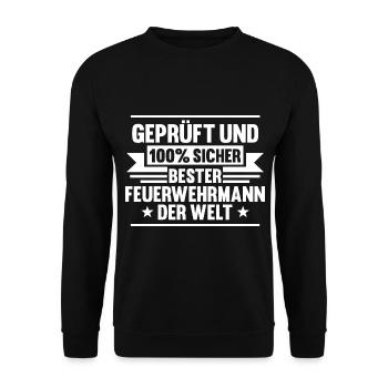 Feuerwehrmann Feuerwehr - Unisex Pullover - Schwarz - Vorne - Alina (178cm) & Michal (187cm)