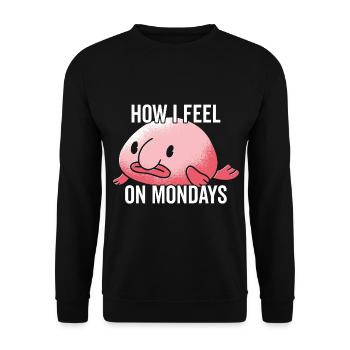 niedliche blobfish kleidung für Montagshasser - Unisex Pullover - Schwarz - Vorne - Alina (178cm) & Michal (187cm)