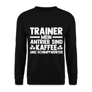 Kaffee Sportmannschaft Trainer - Unisex Pullover - Schwarz - Vorne - Alina (178cm) & Michal (187cm)