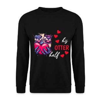 Otter Half Love Gift - Unisex Sweatshirt - black - Front - Alina (178cm) & Michal (187cm)