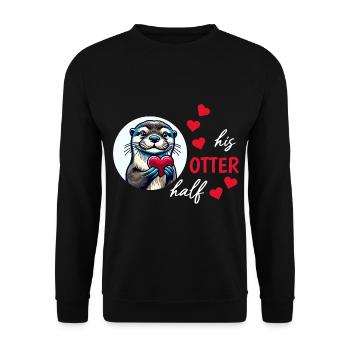 Otter half liebe geschenk - Unisex Pullover - Schwarz - Vorne - Alina (178cm) & Michal (187cm)