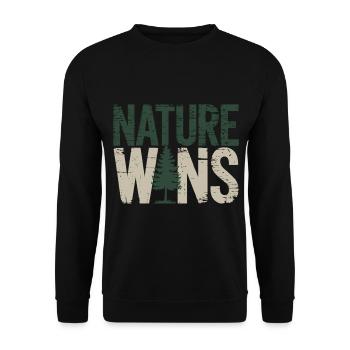 Nature Wins – Statement for Environmentalists - Unisex Sweatshirt - black - Front - Alina (178cm) & Michal (187cm)