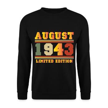 Août 1943 Cadeau d’anniversaire en édition limitée - Sweat-shirt Unisexe - noir - Devant - Alina (178cm) & Michal (187cm)