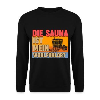 Wellness Saunagänger Saunieren Saunierer Sauna - Unisex Pullover - Schwarz - Vorne - Alina (178cm) & Michal (187cm)