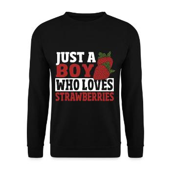 Just a boy who loves strawberries - Unisex Sweatshirt - black - Front - Alina (178cm) & Michal (187cm)