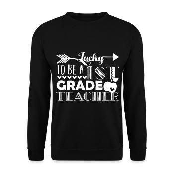 Lucky To Be A 1st Grade Teacher - Unisex Sweatshirt - black - Front - Alina (178cm) & Michal (187cm)