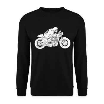 Motorradfahrer - Unisex Pullover - Schwarz - Vorne - Alina (178cm) & Michal (187cm)