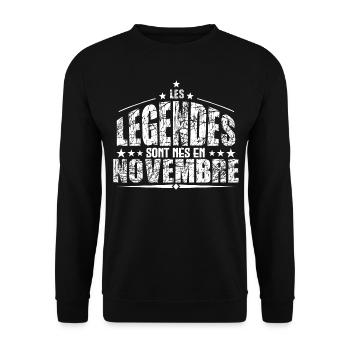 Novembre | les Légendes sont nés en Novembre Anniv - Sweat-shirt Unisexe - noir - Devant - Alina (178cm) & Michal (187cm)