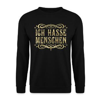 Ich hasse Menschen! - Unisex Pullover - Schwarz - Vorne - Alina (178cm) & Michal (187cm)