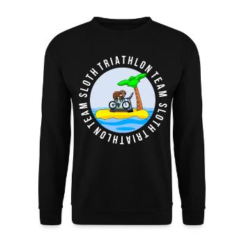 Sloth Triathlon Team Faultier Sport Shirt - Unisex Pullover - Schwarz - Vorne - Alina (178cm) & Michal (187cm)