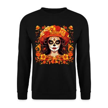 Los Muertos Jour Des Morts Femme Halloween - Sweat-shirt Unisexe - noir - Devant - Alina (178cm) & Michal (187cm)