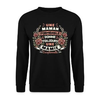 Fete Des Grands Meres Maman Formidable Mamie - Sweat-shirt Unisexe - noir - Devant - Alina (178cm) & Michal (187cm)