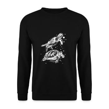 Sea turtle marine coral reef - Unisex Sweatshirt - black - Front - Alina (178cm) & Michal (187cm)