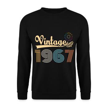 Vintage 1967 Retro Geburtstag Geschenk - Unisex Pullover - Schwarz - Vorne - Alina (178cm) & Michal (187cm)
