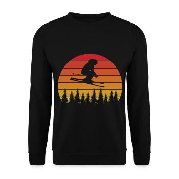 Design de skieur rétro avec coucher de soleil - Sweat-shirt Unisexe - noir - Devant - Alina (178cm) & Michal (187cm)