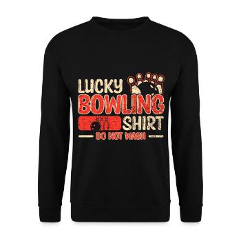 Bowling Lustig Bowling Sport - Unisex Pullover - Schwarz - Vorne - Alina (178cm) & Michal (187cm)