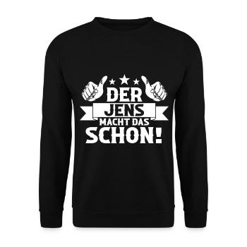 Jens - Unisex Pullover - Schwarz - Vorne - Alina (178cm) & Michal (187cm)
