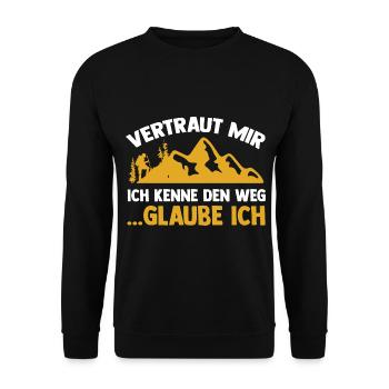 Bergsteiger Wald Bergwandern Wanderer Wandern - Unisex Pullover - Schwarz - Vorne - Alina (178cm) & Michal (187cm)