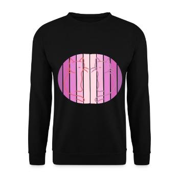 Retro Katzen Vintage 80er 90er Mädchens - Unisex Pullover - Schwarz - Vorne - Alina (178cm) & Michal (187cm)