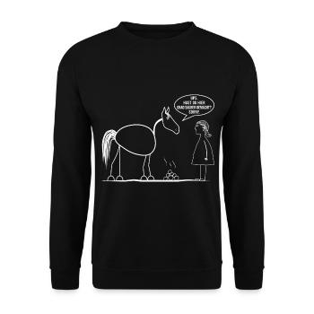 Pferd Pferdeliebahber Stall Reitstall Koppel Pony - Unisex Pullover - Schwarz - Vorne - Alina (178cm) & Michal (187cm)