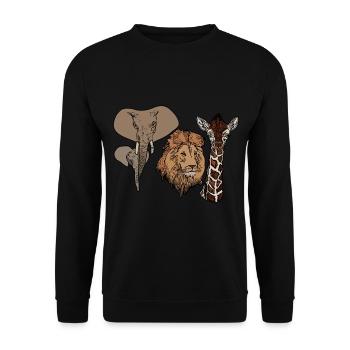 Afrique Éléphant Lion Giraff Visage animal Éléphant - Sweat-shirt Unisexe - noir - Devant - Alina (178cm) & Michal (187cm)