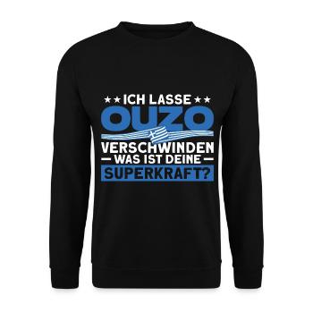Grieche Ouzo Kos Geschenk - Unisex Pullover - Schwarz - Vorne - Alina (178cm) & Michal (187cm)