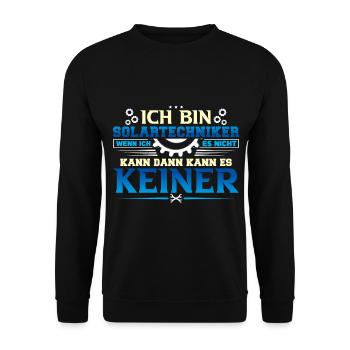 Solartechniker wenn ich es nicht kann - Unisex Pullover - Schwarz - Vorne - Alina (178cm) & Michal (187cm)