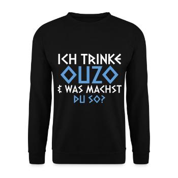 Grieche Griechenland Ouzo - Unisex Pullover - Schwarz - Vorne - Alina (178cm) & Michal (187cm)