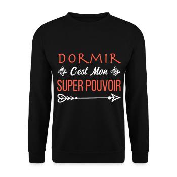 Dormir C'est Mon Super-Pouvoir - Sweat-shirt Unisexe - noir - Devant - Alina (178cm) & Michal (187cm)