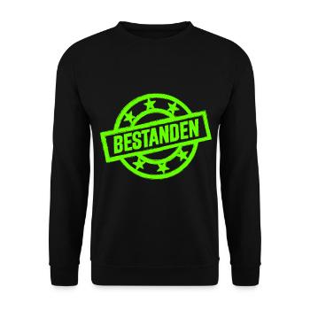 Bestanden Stempel Führerschein Prüfung Klausur - Unisex Pullover - Schwarz - Vorne - Alina (178cm) & Michal (187cm)