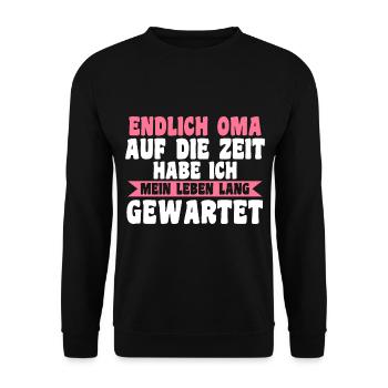 Großmutter Großmama Omi Oma - Unisex Pullover - Schwarz - Vorne - Alina (178cm) & Michal (187cm)