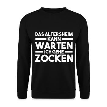 Gaming Ruhestand Rente Zocken Zocker Gamer - Unisex Pullover - Schwarz - Vorne - Alina (178cm) & Michal (187cm)