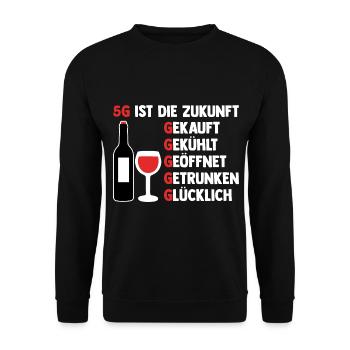 5G ist die Zukunft Wein - Unisex Pullover - Schwarz - Vorne - Alina (178cm) & Michal (187cm)