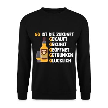 5G ist die Zukunft Whiskey - Unisex Pullover - Schwarz - Vorne - Alina (178cm) & Michal (187cm)