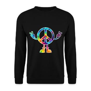 Peacezeichen Friedenszeichen tie dye - Unisex Pullover - Schwarz - Vorne - Alina (178cm) & Michal (187cm)