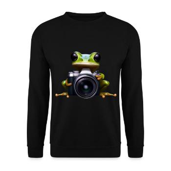 Frog photographer in action - Unisex Sweatshirt - black - Front - Alina (178cm) & Michal (187cm)