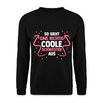 Familie Coole Schwester - Unisex Pullover - Schwarz - Vorne - Alina (178cm) & Michal (187cm)