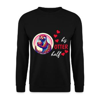 Otter Half Love Gift - Unisex Sweatshirt - black - Front - Alina (178cm) & Michal (187cm)
