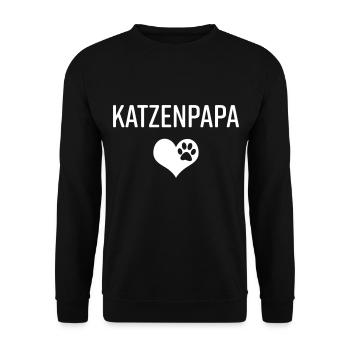 Katzenpapa Katzenhalter Katze Stubentiger Geschenk - Unisex Pullover - Schwarz - Vorne - Alina (178cm) & Michal (187cm)