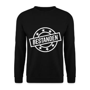 Prüfung Bestanden Auszeichnung Stempel - Unisex Pullover - Schwarz - Vorne - Alina (178cm) & Michal (187cm)