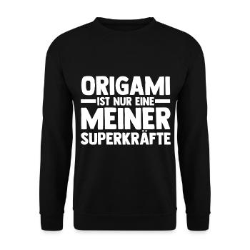 Origami ist nur eine meiner Superkräfte - Unisex Pullover - Schwarz - Vorne - Alina (178cm) & Michal (187cm)