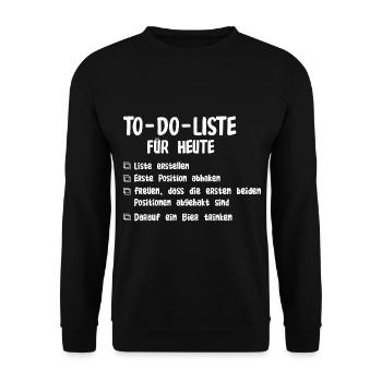 TO DO LISTE FÜR HEUTE - Unisex Pullover - Schwarz - Vorne - Alina (178cm) & Michal (187cm)