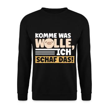 Komme was Wolle Ich Schaf das! - Unisex Pullover - Schwarz - Vorne - Alina (178cm) & Michal (187cm)