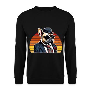 French Bulldog T Shirt Dog funny dog design Hunde - Unisex Pullover - Schwarz - Vorne - Alina (178cm) & Michal (187cm)