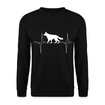 Heart Rate Heartbeat Shepherd Dog Gift - Unisex Sweatshirt - black - Front - Alina (178cm) & Michal (187cm)
