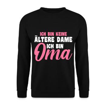 Großmutter Großmama Omi Oma - Unisex Pullover - Schwarz - Vorne - Alina (178cm) & Michal (187cm)