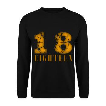 18 Jahre alt, Geburtsspruch - Unisex Pullover - Schwarz - Vorne - Alina (178cm) & Michal (187cm)
