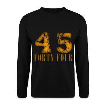 45 Jahre alt, Geburtsspruch - Unisex Pullover - Schwarz - Vorne - Alina (178cm) & Michal (187cm)