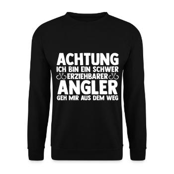Angel Fischen Angeln Angler - Unisex Pullover - Schwarz - Vorne - Alina (178cm) & Michal (187cm)